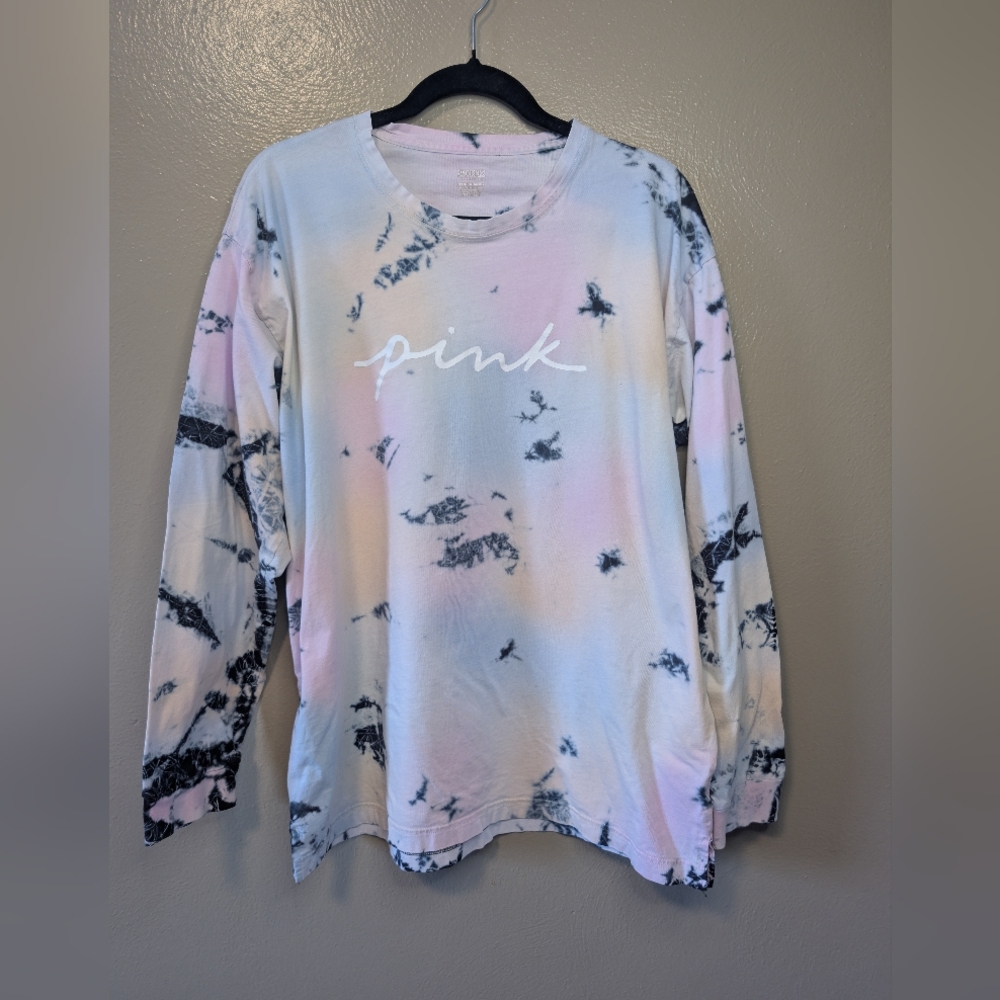 Pink Paisley Colored Tie-Dye Long Sleeve Shirt Size XL